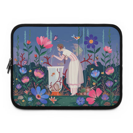 🐠🌸 The Lady of the Underwater Garden Laptop Sleeve – Art Deco Aquatic Fantasy
