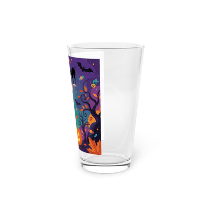 🐈‍⬛🎃 The Midnight Black Cat Masquerade Glass, 16oz – Whimsical Halloween Elegance