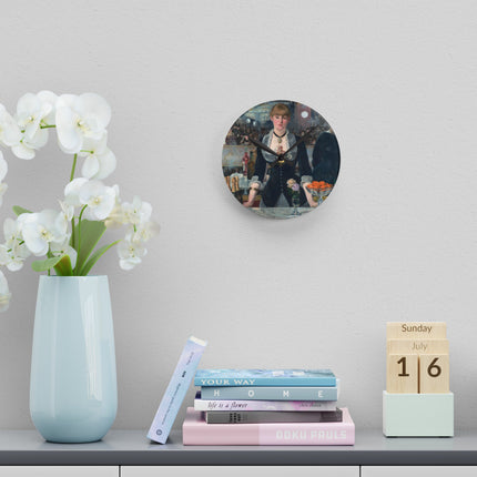 A Bar at the Folies-Bergère by Edouard Manet Acrylic Wall Clock, Round and Square