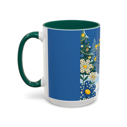 💙🌼 The Bluebell Christmas Promenade Colorful Mug – Art Deco Holiday Fantasy
