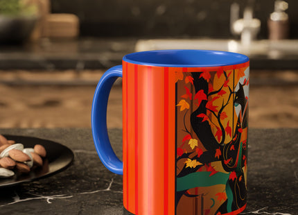 Black Cat in Kimono Colorful Mugs, 11oz