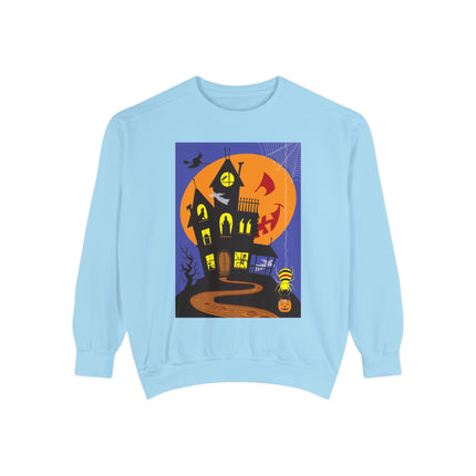 Halloween Night at the Haunted House Unisex Garment-Dyed Sweatshirt