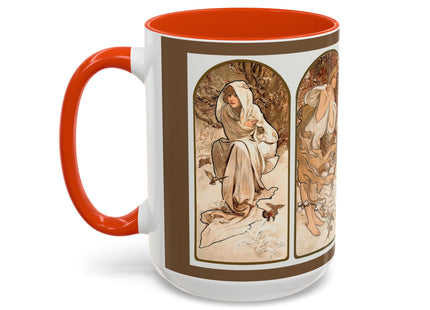 The Seasons by Alphonse Maria Mucha Colorful Mugs (11oz, 15oz)