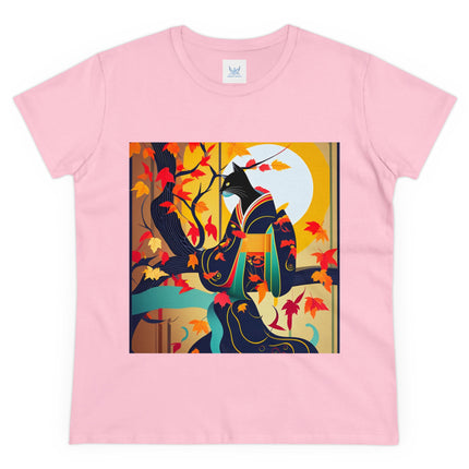 Black Cat in Kimono Women's Midweight Cotton Tee