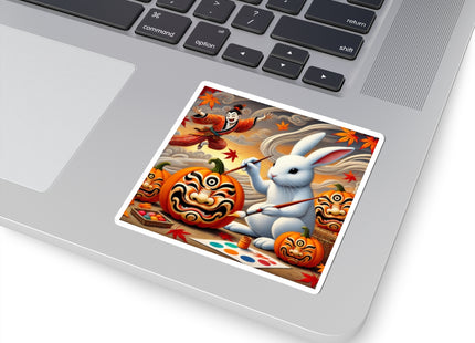 Halloween Rabbit’s Kabuki Jack-o’-Lanterns Kiss-Cut Stickers (3 Sizes)