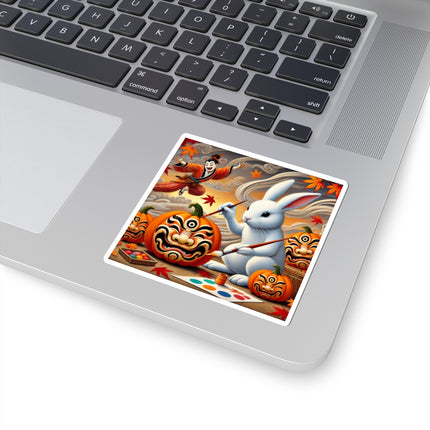 Halloween Rabbit’s Kabuki Jack-o’-Lanterns Kiss-Cut Stickers (3 Sizes)