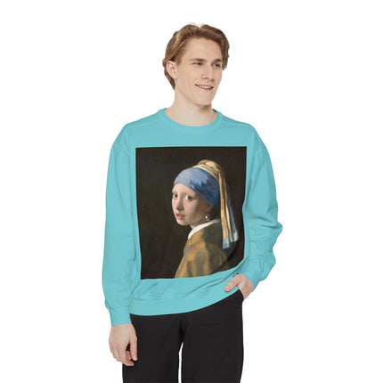 Girl with a Pearl Earring by Johannes Vermeer Unisex Garment-Dyed Sweatshirt