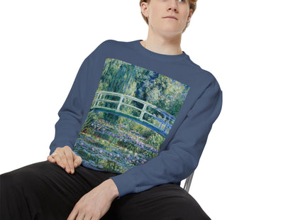 Water Lilies and Japanese Bridge by Claude Monet Unisex Garment-Dyed Sweatshirt