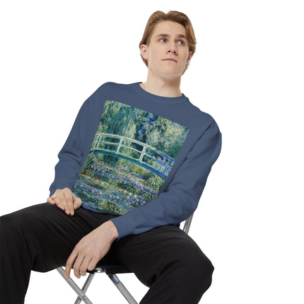 Water Lilies and Japanese Bridge by Claude Monet Unisex Garment-Dyed Sweatshirt