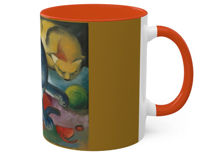 Two Cats, Blue and Yellow by Franz Marc Colorful Mugs, 11oz