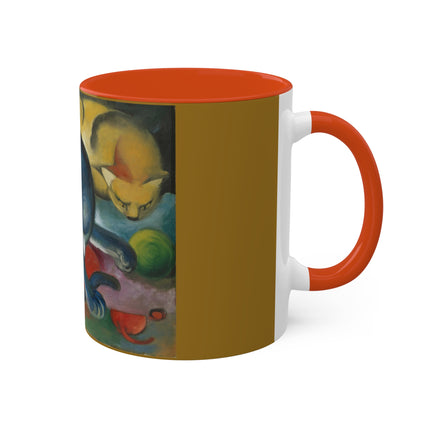 Two Cats, Blue and Yellow by Franz Marc Colorful Mugs, 11oz