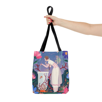 🐠🌸 The Lady Of The Enchanted Aquarium Tote Bag – Art Deco Garden Fantasy