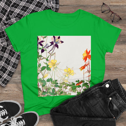 Aquilegia Flowers by Tanigami Kônan Women's Midweight Cotton Tee