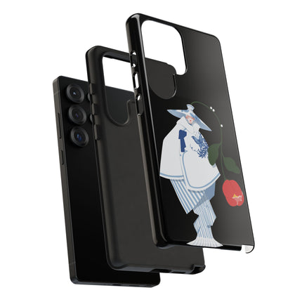 Blue & White Porcelain Geisha Phone Case – Elegant Mystery & Floral Grace