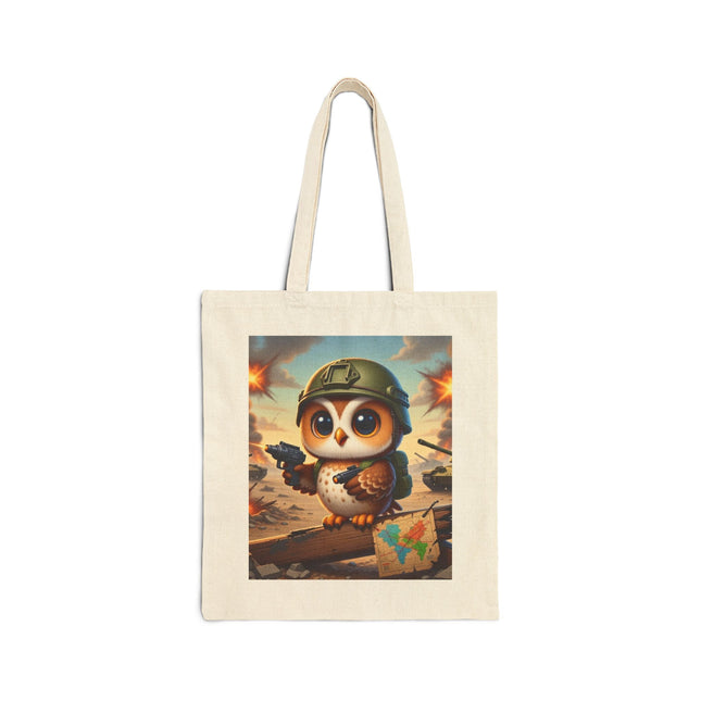 The Owl on the Front Lines Cotton Canvas Tote Bag – Courage & Quiet Strength