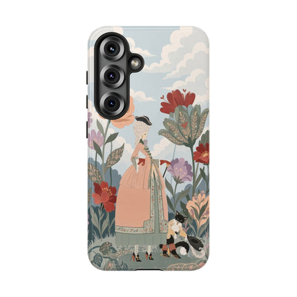 🌹🐈 The Lady And Puss In Boots Phone Case – Art Deco Floral Whimsy