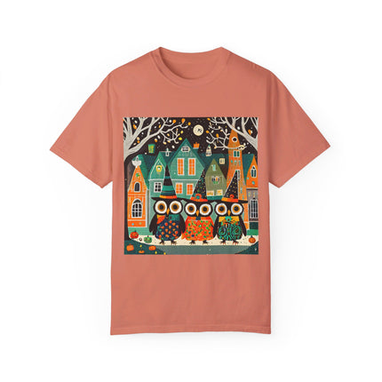 Night of the Trick-or-Treating Owlets Unisex Garment-Dyed T-shirt