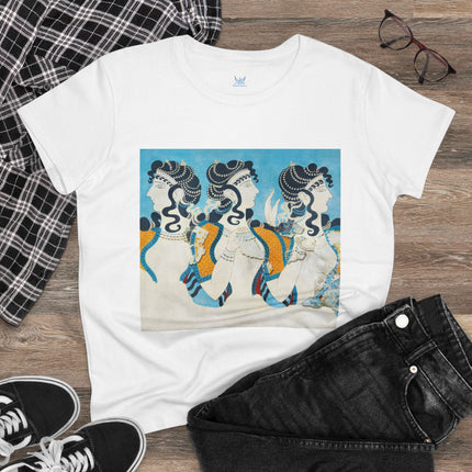 Reproduction of Ladies in Blue by Emile Gilliéron Women's Midweight Cotton Tee