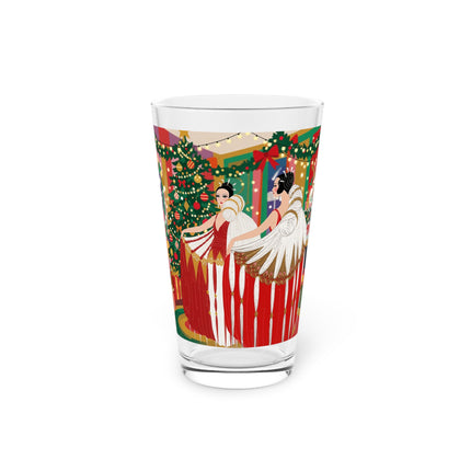 🎄💃 The Christmas Mirror Duet Pint Glass – Art Deco Holiday Elegance