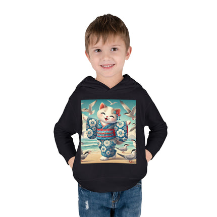 Geisha Kitten by the Seaside Toddler Pullover Fleece Hoodie
