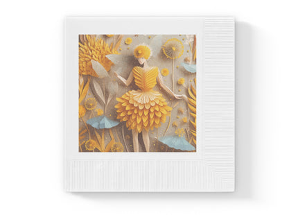 Dandelion Fairy White Coined Napkins