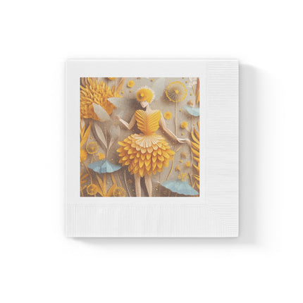 Dandelion Fairy White Coined Napkins