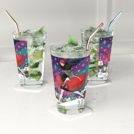 🎁✨ The Lady Of The Christmas Hatbox Pint Glass – Art Deco Holiday Fantasy