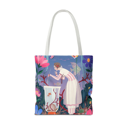 🐠🌸 The Lady Of The Enchanted Aquarium Tote Bag – Art Deco Garden Fantasy