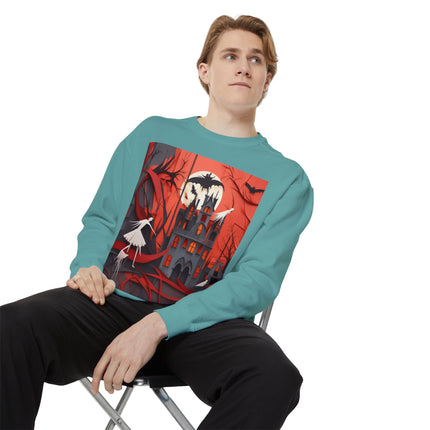 Halloween Night Scene Unisex Garment-Dyed Sweatshirt