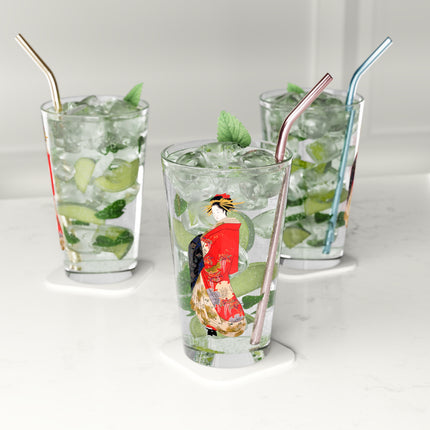 Japanese Woman by Hosoda Eishi Glass, 16oz