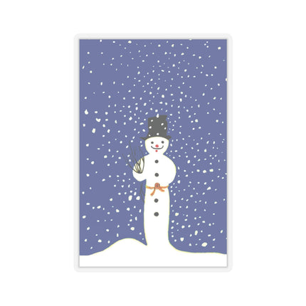 Snowman in Falling Snow Kiss-Cut Stickers (4 Sizes)