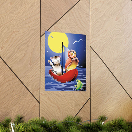 Embarking on a Moonlit Journey Premium Matte Vertical Posters