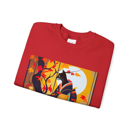 Black Cat in Kimono Unisex Heavy Blend™ Crewneck Sweatshirt