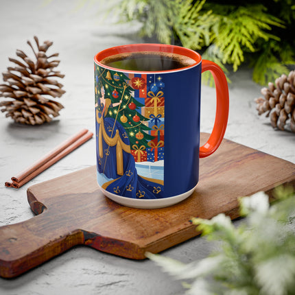 👑🎄 The Christmas Queen Of Golden Bells Colorful Mug – Art Deco Holiday Elegance