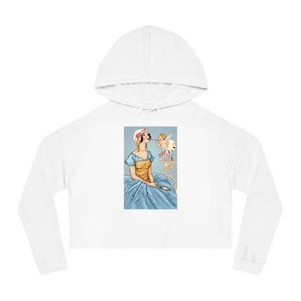 The Enchanting Painter: A Fairy's Artistic Touch Women’s Cropped Hooded Sweatshirt