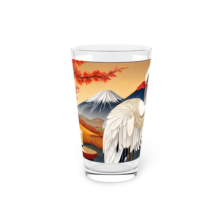 Crane at an Autumn Vineyard Glass, 16oz