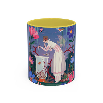 The Lady Of The Enchanted Aquarium Colorful Mugs – Art Deco Aquatic Elegance