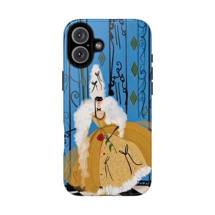 🎭🌹 The Lady At The Masquerade Gates Phone Case – Art Deco Fashion Illustration