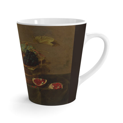Basket of Grapes and a Pomegranate on a Table by Jacob van Hulsdonck Latte Mug