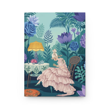 🌸🫖 The Lady Of The Secret Garden Tea Hardcover Journal – Art Deco Fashion Illustration