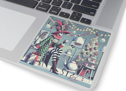 Whimsical Christmas Tea Party Kiss-Cut Stickers (4 Sizes)