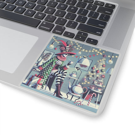 Whimsical Christmas Tea Party Kiss-Cut Stickers (4 Sizes)