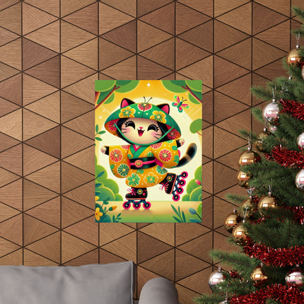 🛼✨ Firefly Dance on Wheels Matte Vertical Poster – Joyful Motion & Summer Magic