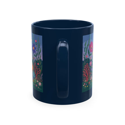 🐠🌸 The Lady Of The Underwater Flower Garden Ceramic Mug – Art Deco Aquatic Whimsy