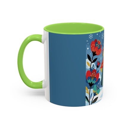 ❤️❄️ The Winter Heart Messenger Colorful Mug – Art Deco Snow Garden Fantasy