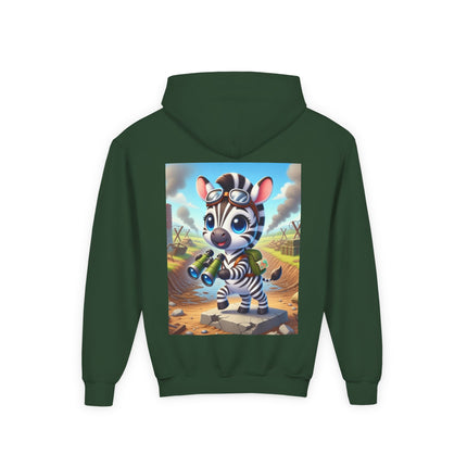 Zebra Lookout Youth Hooded Sweatshirt – Adventure, Curiosity & Explorer Spirit