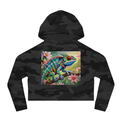 Camouflage Chameleon Cropped Hooded Sweatshirt