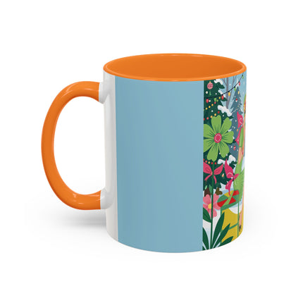 ☕🎄 Christmas Tea In The Snow Garden Colorful Mug – Art Deco Holiday Friendship