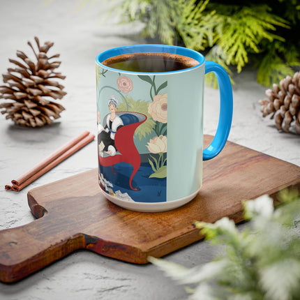 The Lady Of The Scarlet Chaise Colorful Mugs – Art Deco Romantic Elegance