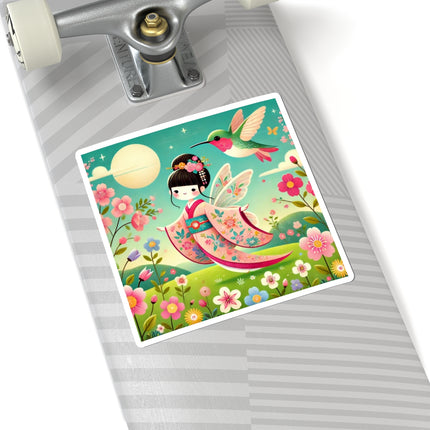 Geisha Fairy and the Hummingbird Blossom Kiss-Cut Stickers (4 Sizes)